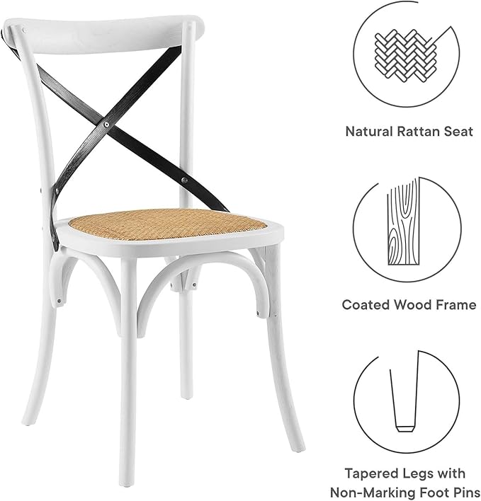 Modway Gear Side, Dining Chair, White Black - LeafyLoom