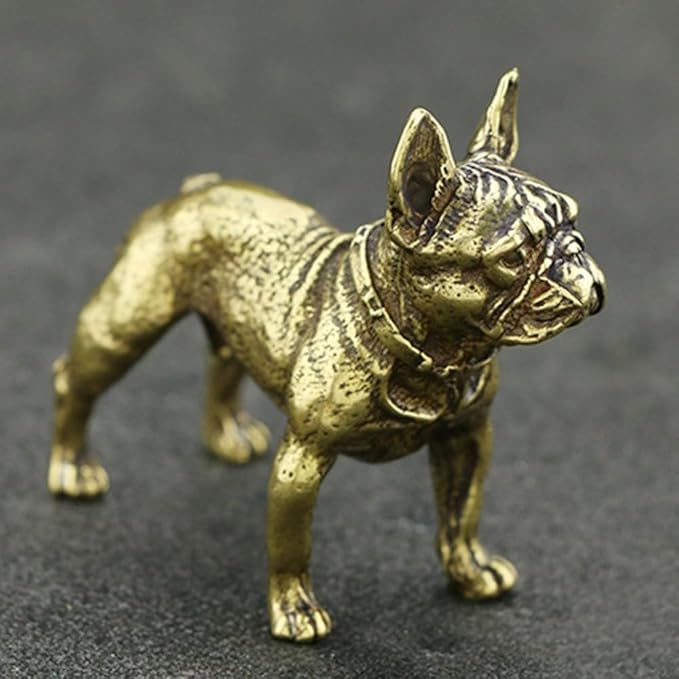 Vintage Solid Brass Miniature - Delicate Bulldog Desk Ornament for Pet Enthusiasts - Exquisite Collectible and Home Décor Accent（Bulldog） - LeafyLoom