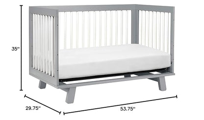 Babyletto Hudson 3-in-1 Convertible Crib with Toddler Bed Conversion Kit in Grey and White, Greenguard Gold Certified - LeafyLoom