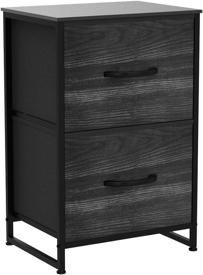 Nicehill Nightstand, Small Dresser, Bedside Furniture, Night Stand End Table with Storage Drawers for Bedroom, Black Wood Grain - LeafyLoom