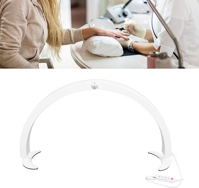 Pomya Half Moon Light for Nails, 28 Inch Foldable LED Half Moon Desk Lamp with 10 Brightness Adjustment, 3200K‑5600K Dimmable Lighting Lamp with Remote for Beauty Lash Extension Tattoo - LeafyLoom