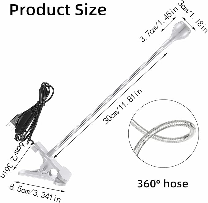 UV Nail Lamp, UV Light for Nails UV LED Light Fixtures with Gooseneck and Clamp Mini Desk Light Clamp Portable Gooseneck for Outdoor Stall Gel Nail Curing, 5V USB Input (Slive,Round Head) - LeafyLoom