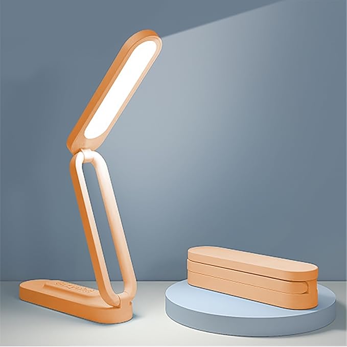 LED Desk Lamp for Office Home & Battery Operated Lamp Rechargeable Lamp Foldable & Portable Light, LED Desk Light Strip, 3 Brightness Dimmable Small Desk Lamp Reading Lamp (Orange) - LeafyLoom