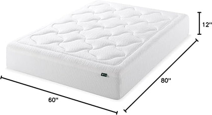 ZINUS 12 Inch Cloud Memory Foam Mattress, Queen, Fiberglass Free, Pressure Relieving, Mattress in A Box, CertiPUR-US Certified, White - LeafyLoom