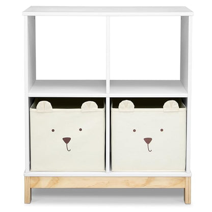 Delta Children babyGap Graham 4-in-1 Convertible Crib with Storage Drawer + Brannan Bear Bookcase with Bins + Brannan Bear Wall Shelf with 4 Hooks, Bianca White (Bundle) - LeafyLoom