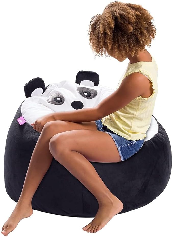 Posh Creations Cute Soft and Comfy Bean Bag Chair for Kids, Animal - Panda - LeafyLoom