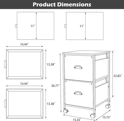 TOPSKY Mobile File Cabinet, Fabric Vertical File Cabinet for Letter Size (Rustic Brown, 2 Drawer) - LeafyLoom