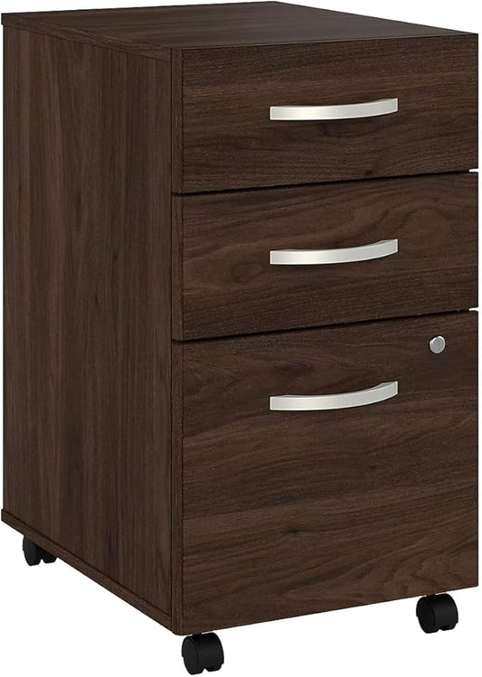 Bush Business Furniture HYF216BWSU-Z Hybrid 3-Drawer Mobile File Cabinet, Letter/Legal, Black Walnut, 20-Inch - LeafyLoom