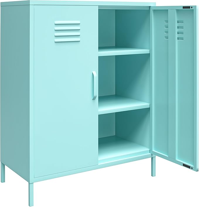 Novogratz Cache 2 Door Metal Locker Storage, Mint Cabinet - LeafyLoom