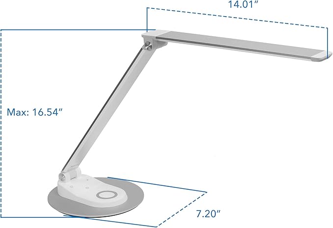 Mount-It! LED Desk Lamp with Wireless Charger and USB-C Charging Port, Dimmable Desk Lamp with 25 Brightness and Color Modes, for Home or Office, Adjustable Arm, Silver/White - LeafyLoom