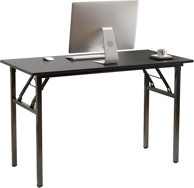 DlandHome Folding Computer Desk Table 47inch Writing Desk No Need Installation Home Office Folding Table Workstation - LeafyLoom