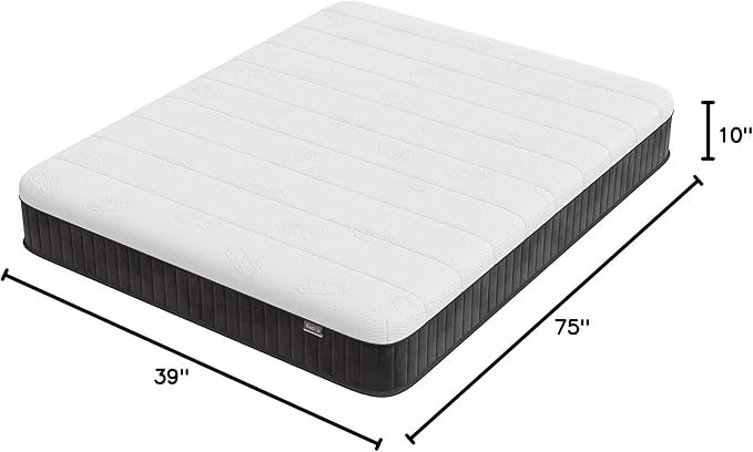 Twin Mattress, 10 Inch Memory Foam Single Bed Mattress with Innerspring Hybrid Mattress in a Box Pressure Relief & Supportive Twin Size Mattress - LeafyLoom