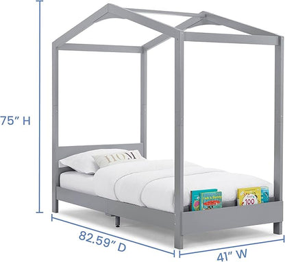 Delta Children Poppy House Wood Twin Bed, Platform Bed - No Box Spring Needed, Grey - LeafyLoom