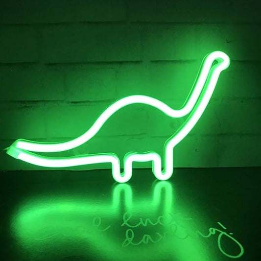 QiaoFei Dino Neon Light Sign, Dinosaur Decor Lamp Wall Art Sign for Kids Gift Battery or USB Operated Table LED Night Lights for Girls Bedroom,Living Room,Christmas,Party,Home Accessories - LeafyLoom