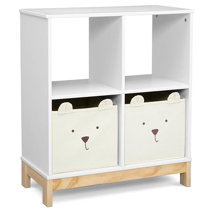 Delta Children babyGap Tate 4-in-1 Convertible Crib + Brannan Bear Bookcase with Bins + Brannan Bear Wall Shelf with 4 Hooks, Bianca White/Natural (Bundle) - LeafyLoom