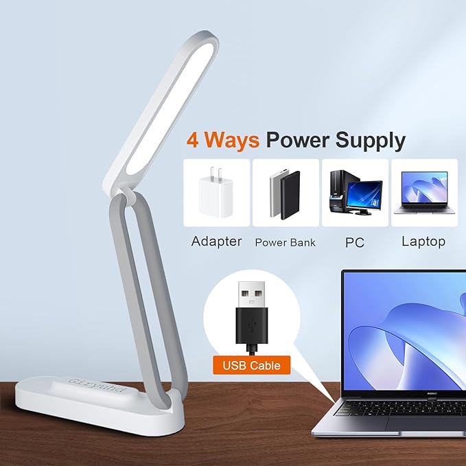 LED Desk Lamp for Office Home & Battery Operated Lamp Rechargeable Lamp Foldable & Portable Light, LED Desk Light Strip, 3 Brightness Dimmable Small Desk Lamp Wireless Reading Lamp(2PACK) - LeafyLoom