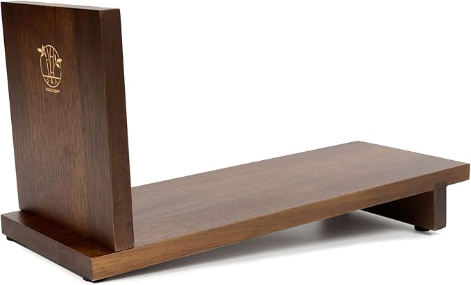 S&A WOODCRAFT Desktop Wood Bookshelf Wooden Bookend, Acacia Desk Organizer Shelf and Display Rack with Book Ends, Storage Shelf Bookcase for Office, Home Decor, Kitchen Countertop, Walnut Brown - LeafyLoom