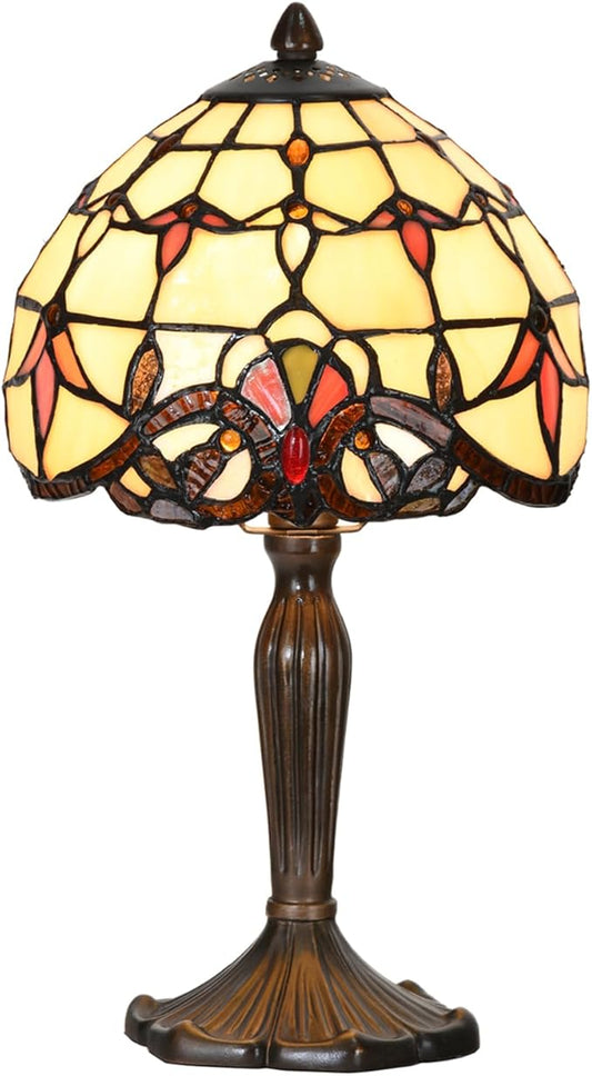 Tiffany Lamp Baroque Design Stained Glass Table Lamp for Living Room Bedroom Bedside Nightstand Home Office (Beige Baroque) - LeafyLoom