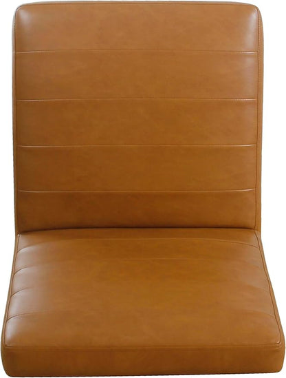 HomePop Home Décor | Single Pack Channeled Metal Dining Chair, Brown Faux Leather - LeafyLoom