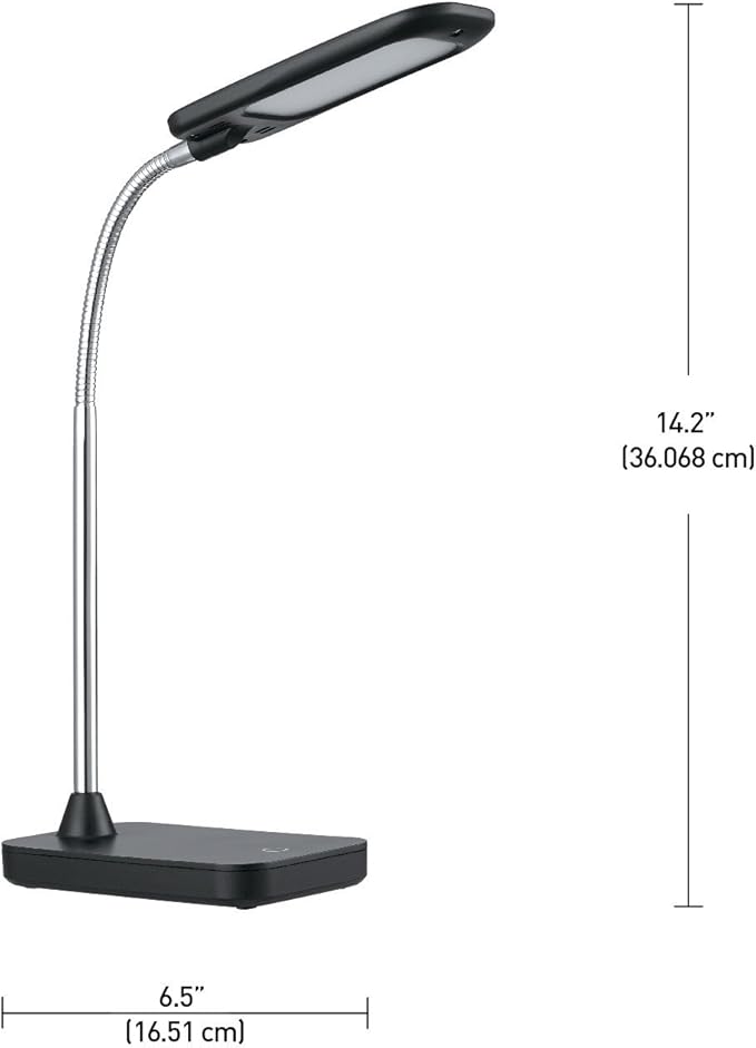 Globe LED Integrated Desk Lamp, Black, Chrome Gooseneck - LeafyLoom