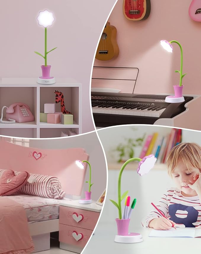 OCOOPA Kids Desk Lamp for Girls, Pink (Pink) - LeafyLoom