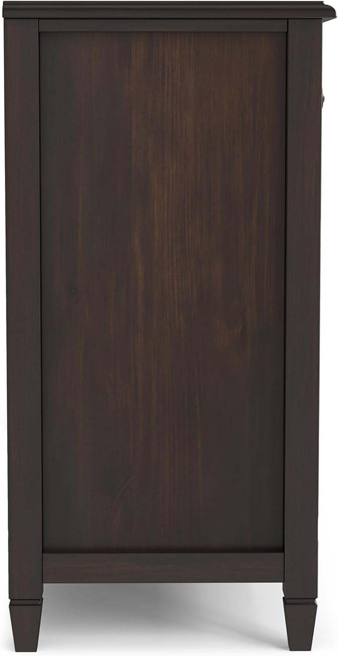 SIMPLIHOME Connaught Low Storage Cabinet, 60 inch, Chestnut Brown - LeafyLoom