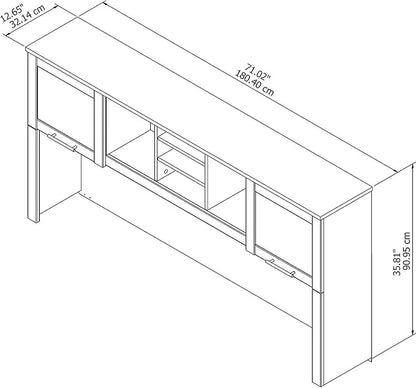 Bush Furniture Somerset 72W Desk Hutch in Hansen Cherry, Attachment with Shelves and Cabinets for Home Office - LeafyLoom