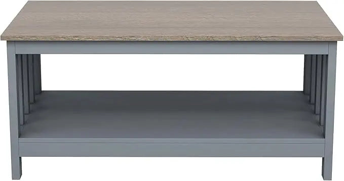 ChooChoo Coffee Table for Living Room, Grey Coffee Table with Shelf, 40 Inch - LeafyLoom