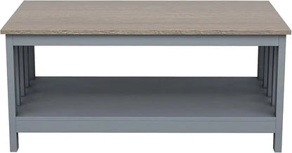 ChooChoo Coffee Table for Living Room, Grey Coffee Table with Shelf, 40 Inch - LeafyLoom