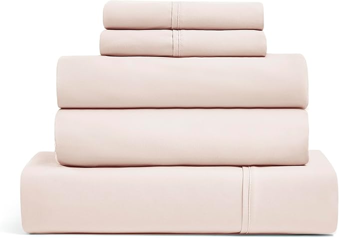 UGG 33612 Alahna Split King Bed Sheet and Pillowcase 5-Piece Set Sleep in Luxury Machine Washable Deep Pockets Wrinkle-Resistant Breathable Cozy Comfort Silky Cooling Sheets, Split King, Shell - LeafyLoom