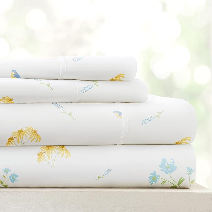 Linen Market 3 Piece Twin Bedding Sheet Set (Light Blue Floral) - Sleep Better Than Ever with These Ultra-Soft & Cooling Bed Sheets for Your Twin Size Bed - Deep Pocket Fits 16" Mattress - LeafyLoom