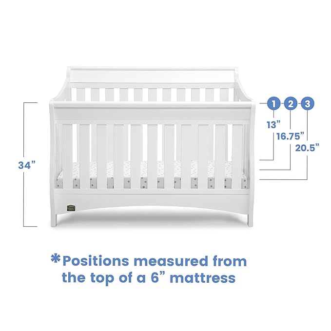 Delta Children Bentley S Series 4-in-1 Convertible Baby Crib, White - LeafyLoom