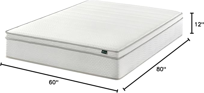 ZINUS 12 Inch Foam and Spring Hybrid Mattress [New Version], Queen, Fiberglass free, Medium Firmness, Durable Support, Certified Safe Foams & Fabric, Mattress in A Box - LeafyLoom