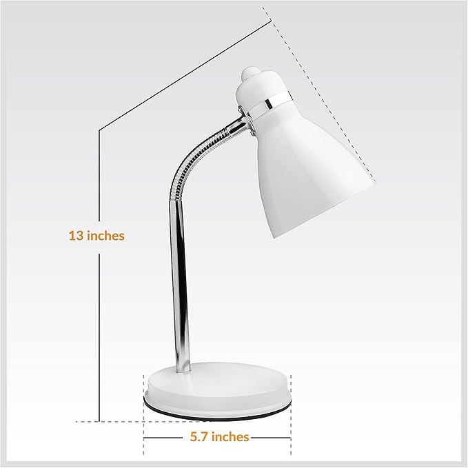 Newhouse Lighting Oxford White Metal Flexible LED Goose Neck Lamp for Desk or Table with 1 Free 6-Watt LED Bulb Included - LeafyLoom