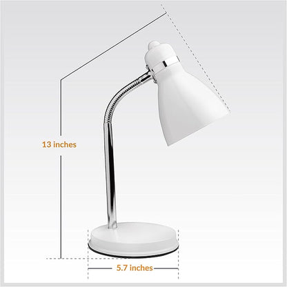 Newhouse Lighting Oxford White Metal Flexible LED Goose Neck Lamp for Desk or Table with 1 Free 6-Watt LED Bulb Included - LeafyLoom