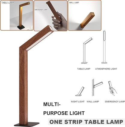 Wood Desk Light,Dimmable Desk Lamps for Bedrooms Touch Lamp Foldable Desk Light Wall Lamp (Sapele Wood) - LeafyLoom