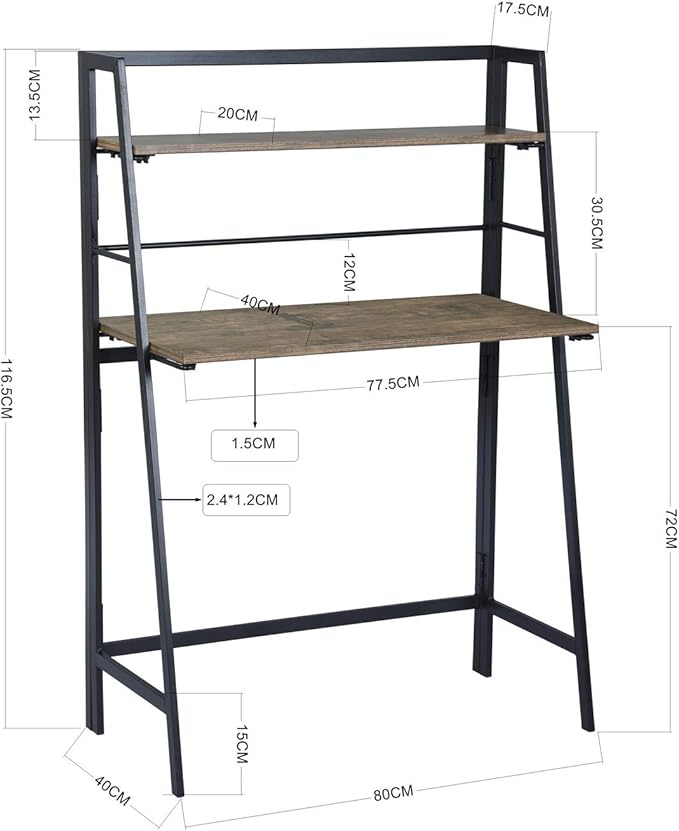 FurniturerR Folding Computer Desk 39.4'' Inch Foldable Home Office Writing Desk Student Study Modern Wooden Desk Laptop Desk Sturdy Work PC Table (Brown, 39.4 x 19.7 x 50.2 inches) - LeafyLoom