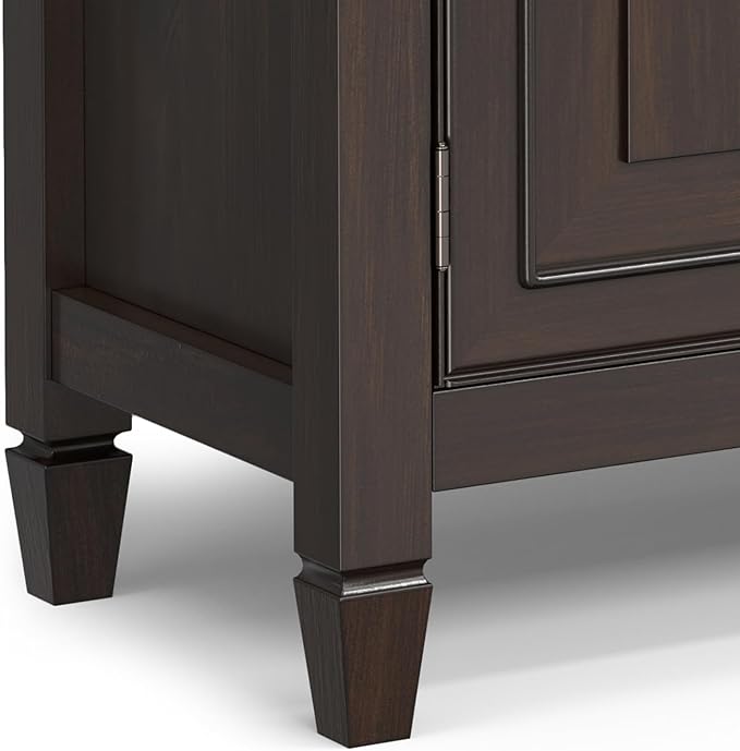 SIMPLIHOME Connaught Low Storage Cabinet, 51 inch, Chestnut Brown - LeafyLoom