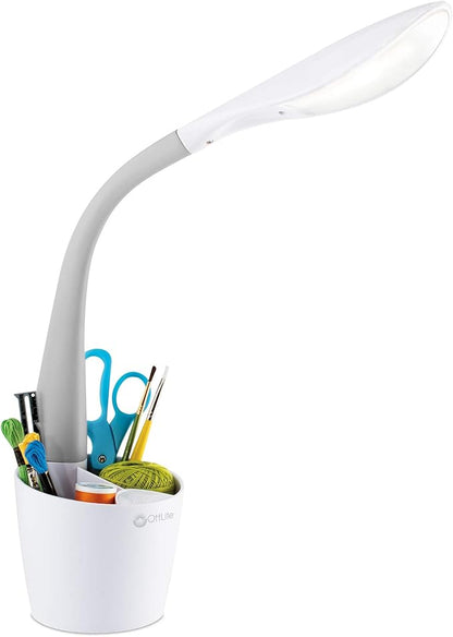 OttLite LED Desk Space Organizer Lamp - 4 Brightness Levels, Additional Storage, Great for Workstation, Offices, Dorms - LeafyLoom