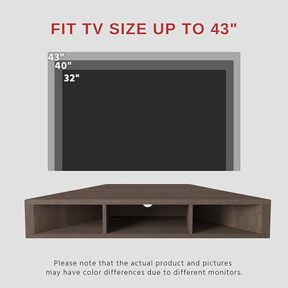 24/7 Shop at Home French 47 inch Modern TV Stand with Storage, Floating Corner Shelf for Wall, Wood Entertainment Center with Shelves for Living Room, Bedroom, Family, OneSize, Walnut Brown - LeafyLoom