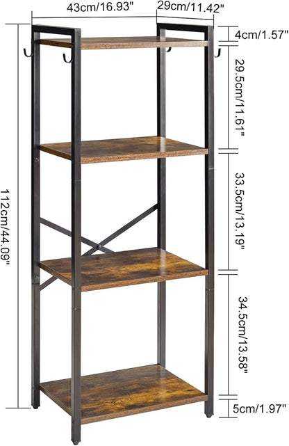 YMYNY Bookcase, 4-Tier Narrow Ladder Bookshelf, Freestanding Shelving Unit, Multifunctional Storage Rack, for Home Office Living Room Bedroom Kitchen, Plant Stand, Rustic Brown, 44*16.9*11.4"UHBC004H - LeafyLoom