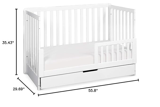 Carter's by DaVinci Colby 4-in-1 Convertible Crib with Trundle Drawer in White, Greenguard Gold Certified, Undercrib Storage - LeafyLoom