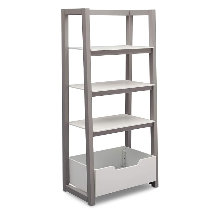 Delta Children Ladder Shelf, White/Grey - LeafyLoom