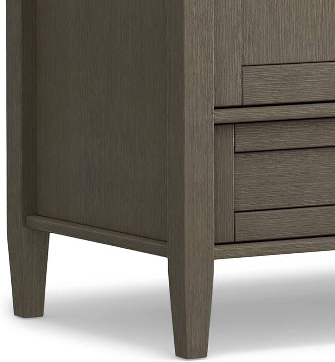 SIMPLIHOME Warm Shaker SOLID WOOD Universal TV Media Stand, 47 inch Wide, Transitional, Living Room Entertainment Center, Storage Cabinet, for Flat Screen TVs up to 55 inches in Farmhouse Grey - LeafyLoom