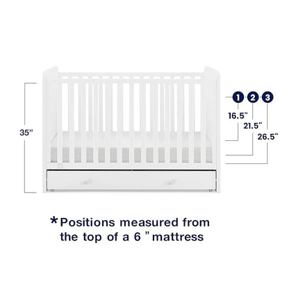 Delta Children babyGap Graham 4-in-1 Convertible Crib with Storage Drawer + Brannan Bear Bookcase with Bins + Brannan Bear Wall Shelf with 4 Hooks, Bianca White (Bundle) - LeafyLoom