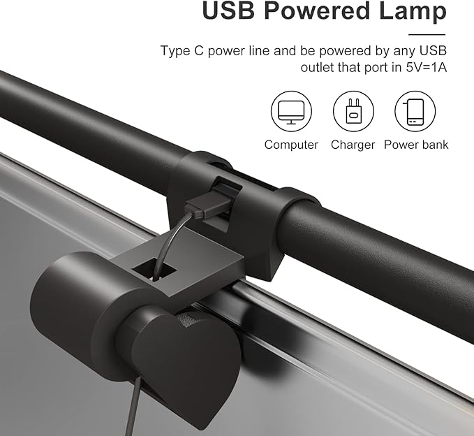 Monitor Light Bar, Monitor Light Lamp with Touch Control, No Screen Glare Dimmable Desk Lamp Computer Monitor Light Bar for Screen Home Office - LeafyLoom