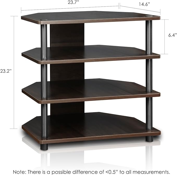 Furinno Turn-N-Tube Easy Assembly 4-Tier Petite Entertainment Center / TV Stand / TV Unit / TV Desk, Blackwood - LeafyLoom