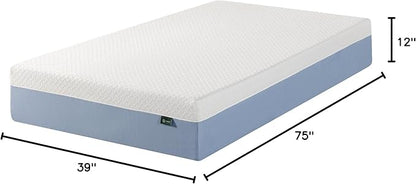 ZINUS 12 Inch Cooling Essential Memory Foam Mattress [New Version], Twin, Fiberglass Free, Medium Feel, Cooling Airflow Memory Foam, Certified Safe Foams & Fabric, Mattress in A Box - LeafyLoom