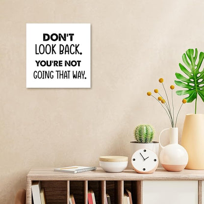 Don't Look Back You're not Going That Way Wood Block Sign Desk Decor,Motivational Wooden Box Plaque Sign Desk Decor for Home Office Shelf Table Decor Decorations - LeafyLoom