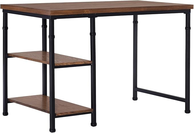 Linon Rhett Two Shelf Desk, Black - LeafyLoom